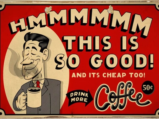 Ρετρό πίνακας χειροποίητος drink more coffee