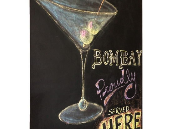 Bombay cocktails here ξύλινος πίνακας