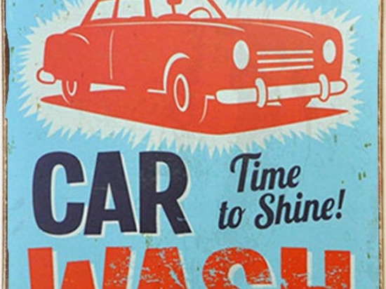 Car wash ξύλινος πίνακας χειροποίητος