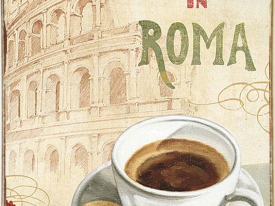 Espresso Roma ξύλινος πίνακας χειροποίητος