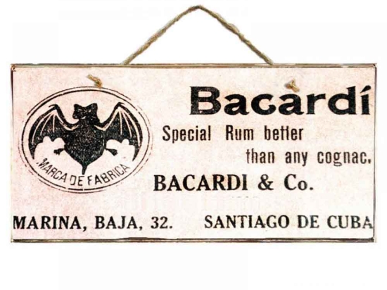 Bacardi ξύλινος  πίνακας χειροποίητος 26x13 εκ