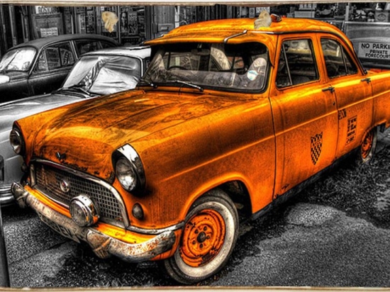 Vintage taxi ξύλινος πίνακας χειροποίητος