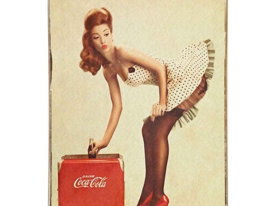 Pinup Cola vintage ξύλινος πίνακας