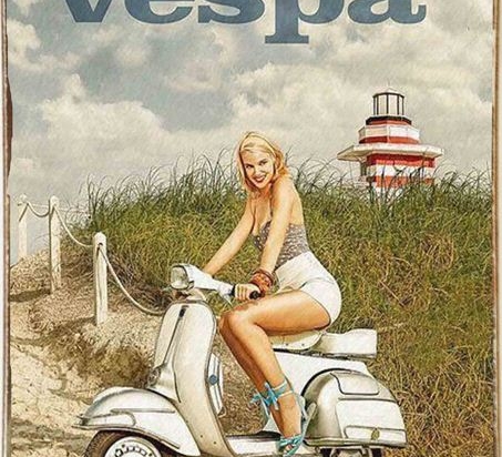 Vespa vintage ξύλινος πίνακας