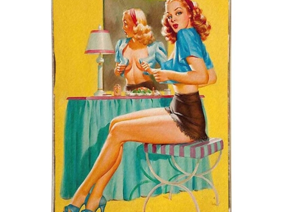Sexy pin up girl vintage ξύλινος πίνακας 20x30 εκ