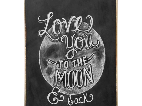 Love you to the moon vintage ξύλινος πίνακας