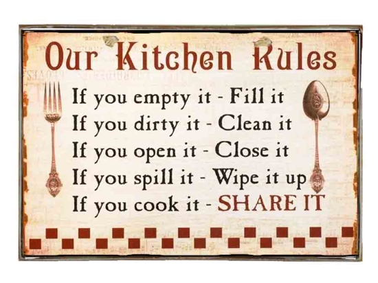Kitchen rules vintage ξύλινο πινακάκι