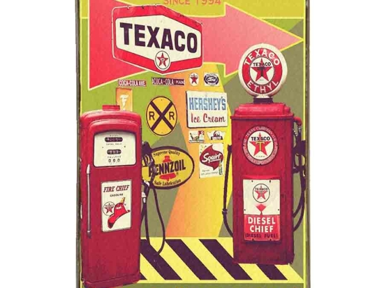 Texaco vintage ξύλινο πινακάκι 20x30 εκ