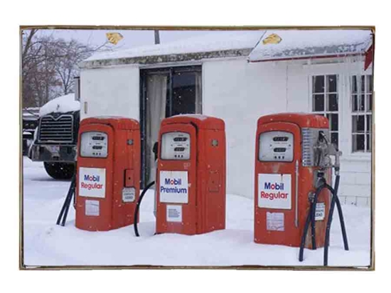 Gas pump vintage ξύλινο πινακάκι