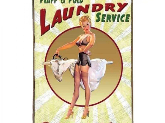 Laundry vintage ξύλινο πινακάκι