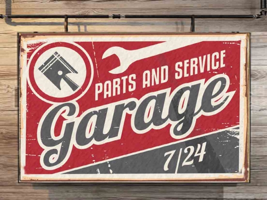 Garage vintage ξύλινος πίνακας