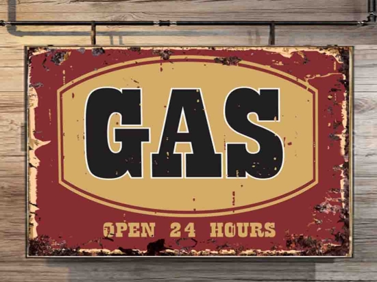Gas open 24h ξύλινος χειροποίητος πίνακας