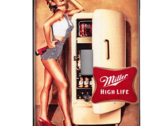 Pinup girl refrigerator ξύλινος πίνακας vintage