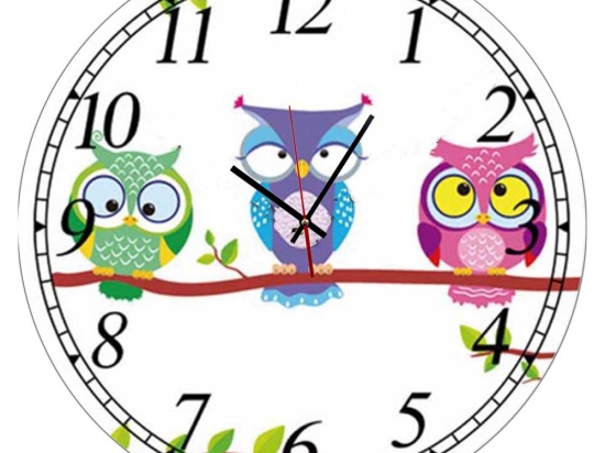 Owls family ξύλινο χειροποίητο ρολόι τοίχου 32 εκ