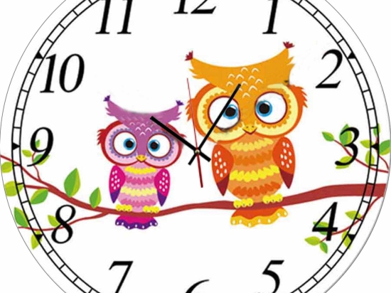 Owls ξύλινο χειροποίητο ρολόι τοίχου 32 εκ