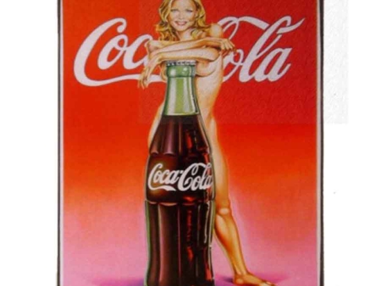 Vintage πίνακας χειροποίητος Coca Cola και pin up girl