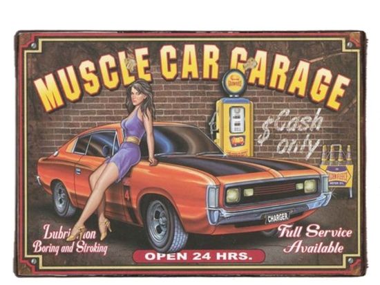 Vintage ξύλινο χειροποίητο πινακάκι garage