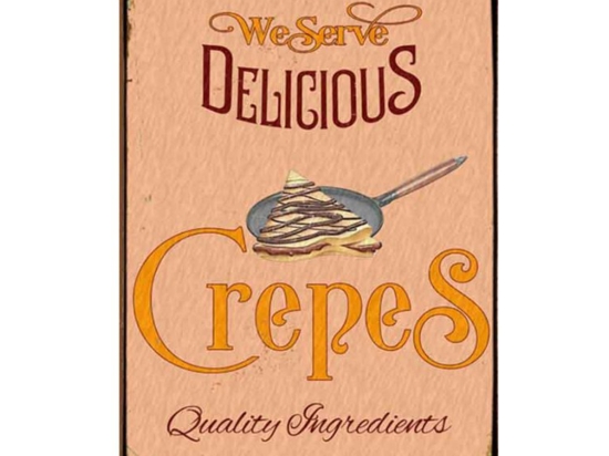 Delicious crepes vintage ξύλινος πίνακας