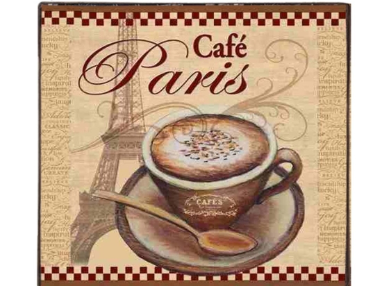 Café Paris vintage ξύλινο χειροποίητο πινακάκι