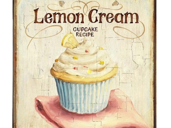 Lemon cream ξύλινο χειροποίητο πινακάκι