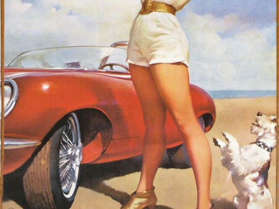 Ξύλινο πινακάκι με vintage διαφήμιση αμερικάνικου αυτοκινήτου