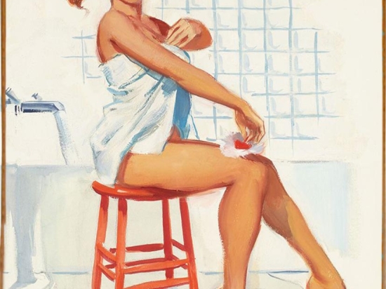 Ρετρό ξύλινο πινακάκι με pinup girl για το μπάνιο