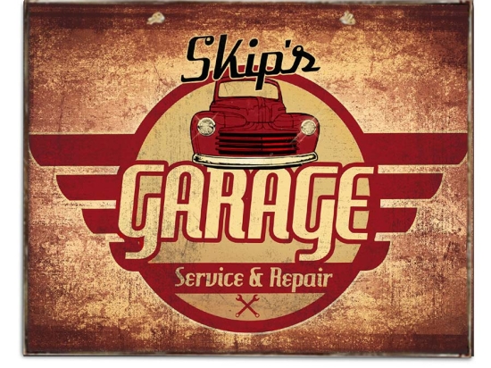 Garage σέρβις ρετρό πινακάκι με διαφήμιση