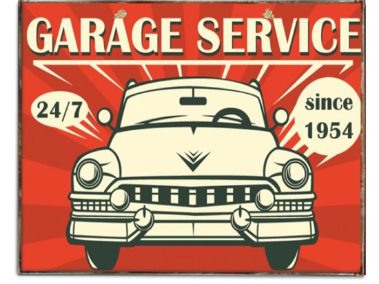 Ρετρό πινακάκι με διαφήμιση garage service