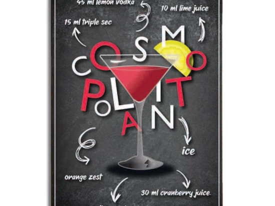 Cosmopolitan χειροποίητος ξύλινος πίνακας 