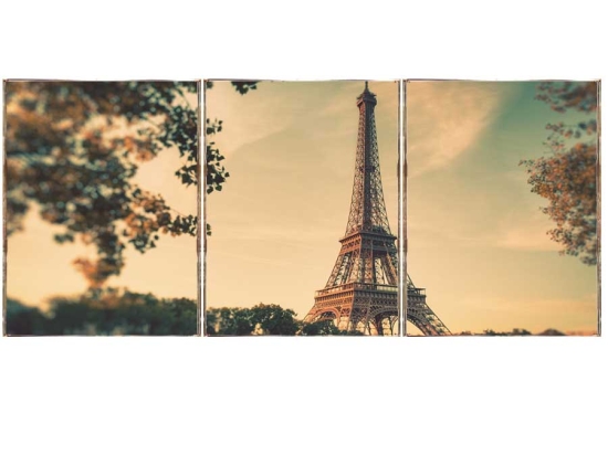 Paris retro τρίπτυχος πίνακας χειροποίητος 