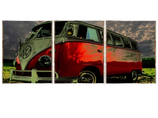 Volkswagen retro τρίπτυχος πίνακας χειροποίητος 