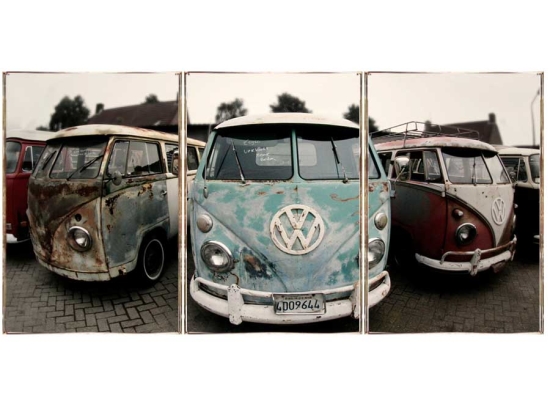 Old cars τρίπτυχος πίνακας χειροποίητος