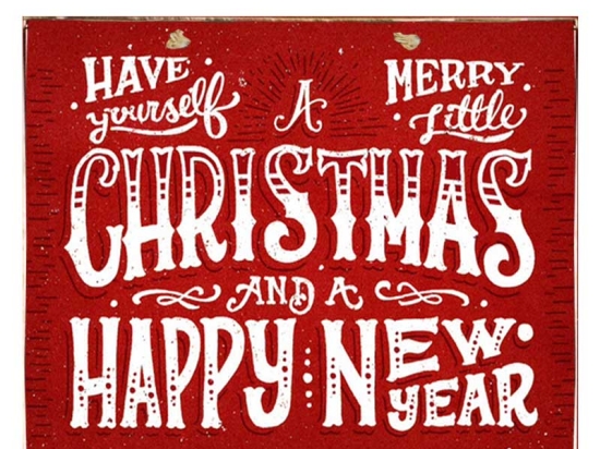 Merry Christmas and a happy New Year vintage Χριστουγεννιάτικο ξύλινο πινακάκι