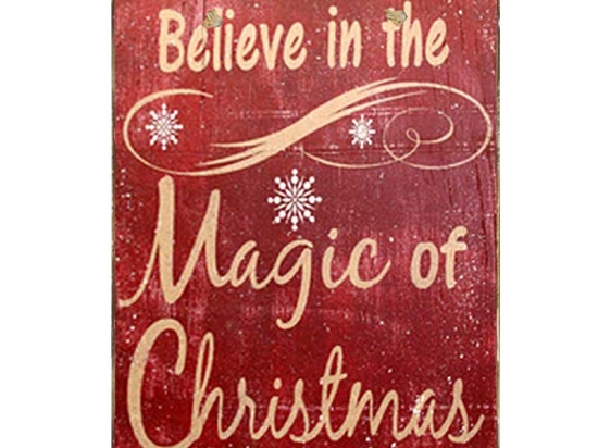 Believe in the magic of Christmas vintage Χριστουγεννιάτικο ξύλινο πινακάκι