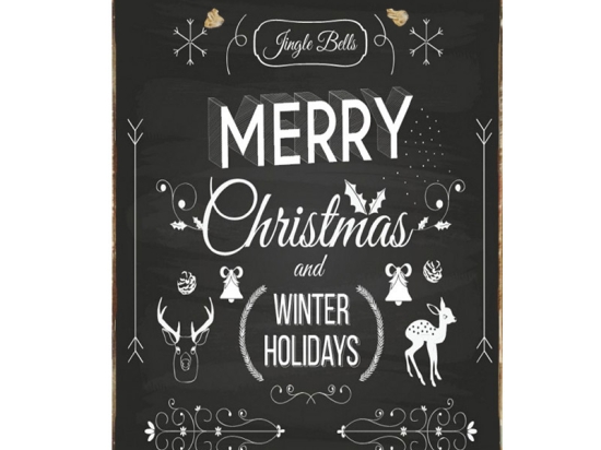 Winter Christmas holidays vintage Χριστουγεννιάτικο ξύλινο πινακάκι