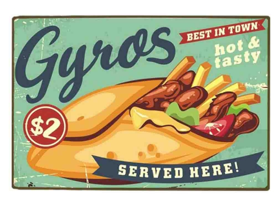 Gyros ξύλινος χειροποίητος πίνακας