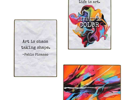 Art design σετ τριών τεμαχίων από ξύλινους χειροποίητους πίνακες
