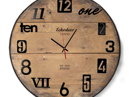 Vintage EchoDeco clocks ρολόι τοίχου ξύλινο χειροποίητο