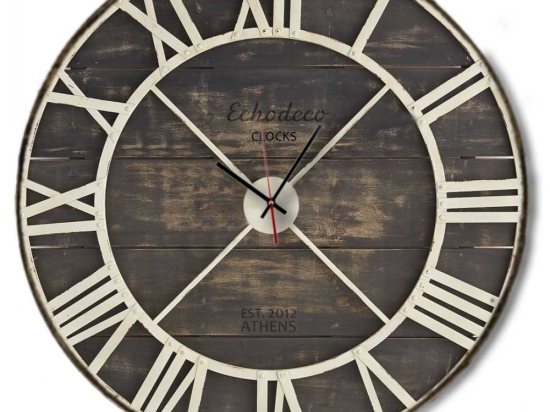 Vintage χειροποίητο ρολόι τοίχου white metallic skeleton EchoDeco clocks