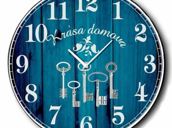Blue key ρολόι χειροποίητο τοίχου ξύλινο