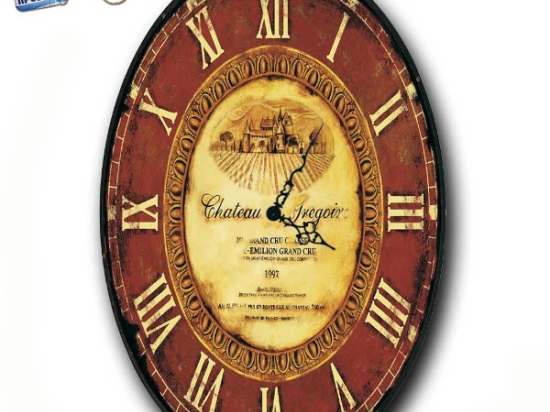 Vintage ρολόι τοίχου chateau oval ξύλινο χειροποίητο 32x48 εκ