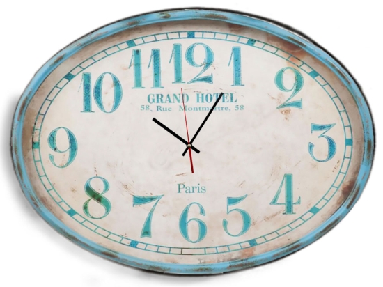 Retro Paris οβάλ ξύλινο χειροποίητο ρολόι Grand Hotel 64x48 εκ