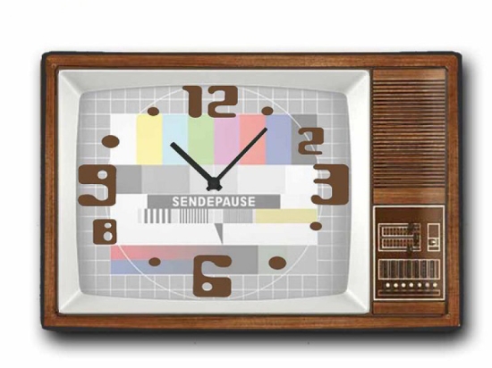 Retro ρολόι τοίχου TV ξύλινο χειροποίητο 48x32 εκ