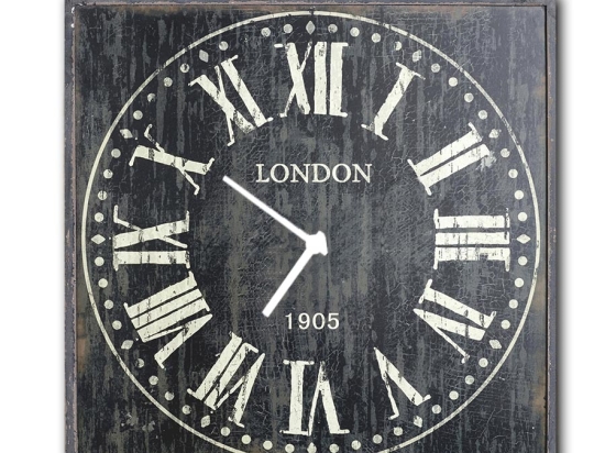 London BL ρολόι τοίχου ξύλινο χειροποίητο τετράγωνο 48x48 εκ