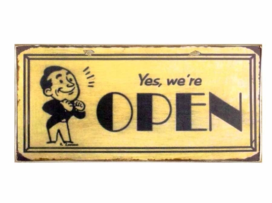 Πίνακας χειροποίητος διπλής όψης open closed 26x13 εκ