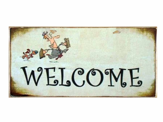 Welcome χειροποίητο vintage πινακάκι 26x13 εκ
