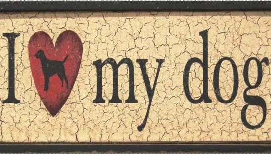 Ξύλινος ρετρό πίνακας χειροποίητος I love my dog 26x13 εκ