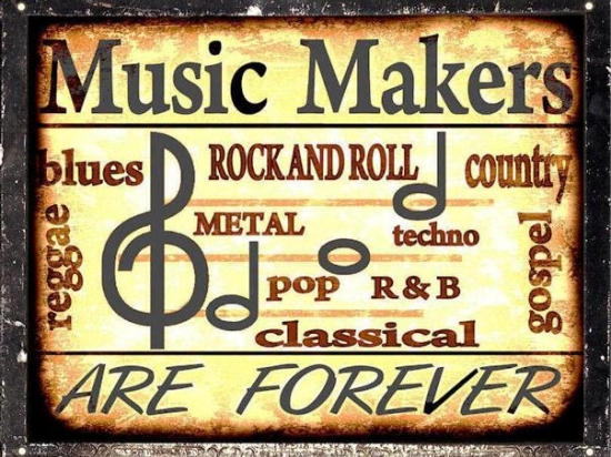 Ρετρό πίνακας χειροποίητος music makers are forever 25x20 εκ