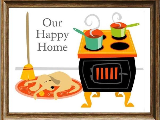 Ρετρό πίνακας χειροποίητος our happy home 25x20 εκ