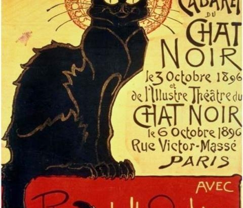 Ρετρό διαφήμιση πίνακας χειροποίητος chat noir 20x25 εκ
